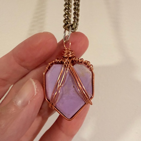 Labradorite & Phosphosiderite Window Dangle - Picture 5 of 5